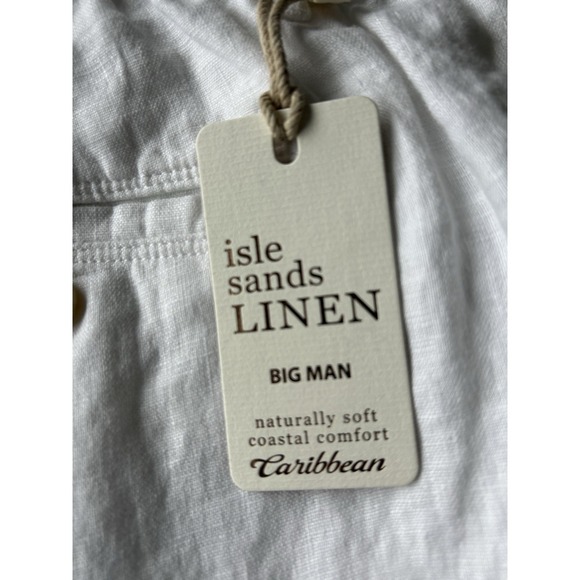 New Men's White Linen Shorts For 48 Waist Caribbean Elastic 10" Inseam - Picture 8 of 14
